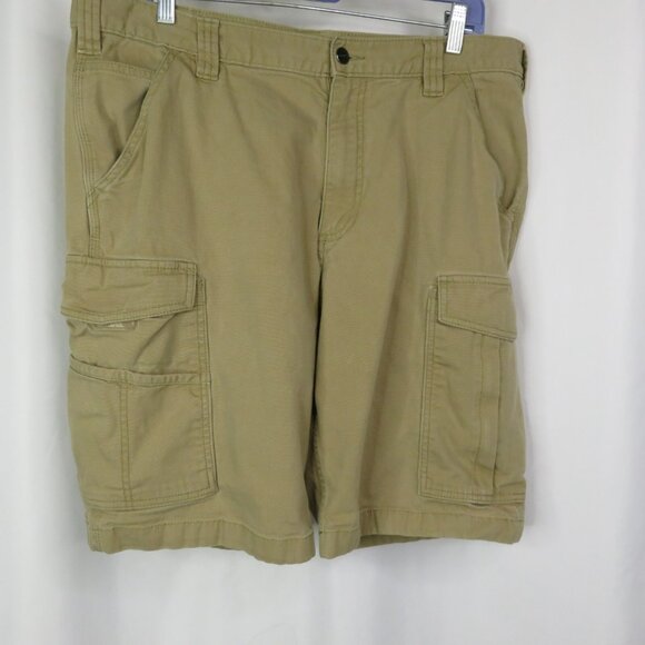 Carhartt Cargo Shorts Mens 36x10 Relaxed Fit Dark Khaki Canvas Pockets - Picture 1 of 10